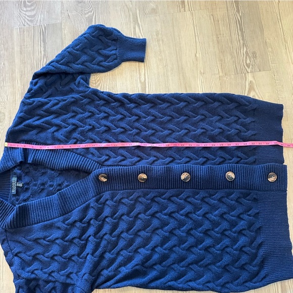Eloquii Cardigan Sweater Dress Size 18 20 Novelty Stitch Deep Blue Stretch Knit - Picture 9 of 11